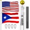 G128 Combo Pack: 25 Ft Telescoping Aluminum Flagpole (Silver) & American and Puerto Rico Flags 3x5 Ft, Both ToughWeave Series Embroidered Polyester | Pole with Flags Included